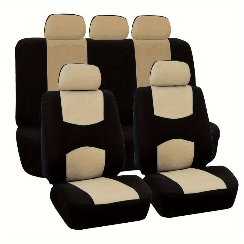 Universal Beige Flat Car Seat Cover Set 9 Piece for Men Women