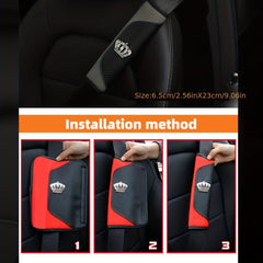 Car Seat Belt Shoulder Cover PU Leather Carbon Fiber Artificial Diamond Crown