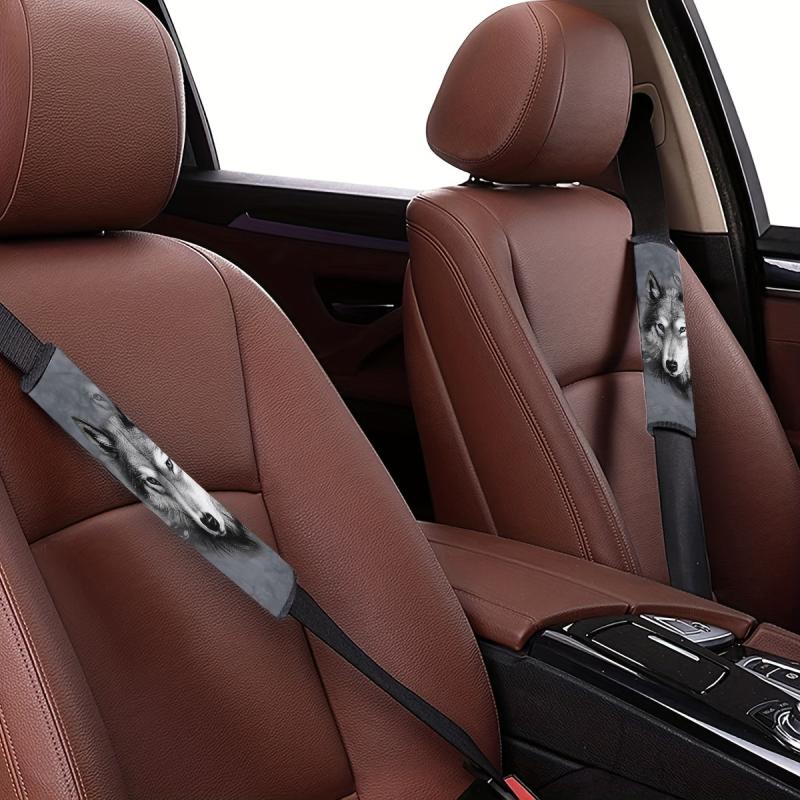 Big Gray Wolf Print Car Shoulder Protector
