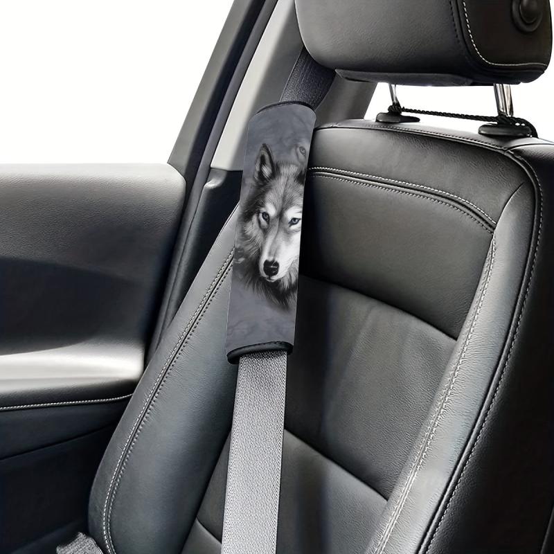 Big Gray Wolf Print Car Shoulder Protector