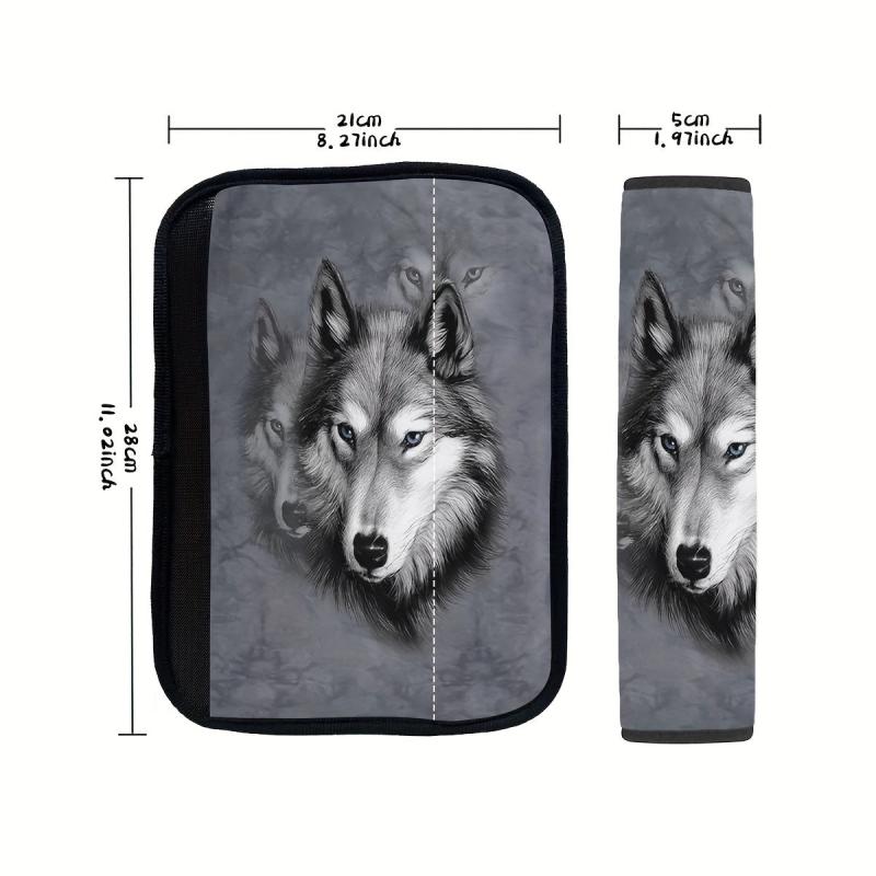 Big Gray Wolf Print Car Shoulder Protector