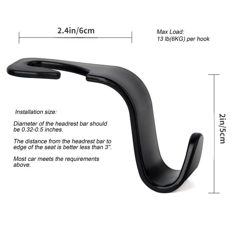 4pcs Car Headrest Hook Storage Hanger Car Back Seat Organizer Holder