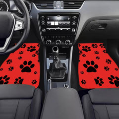 Red Big Dog Paw Printed Car Front Seat Floor Mat