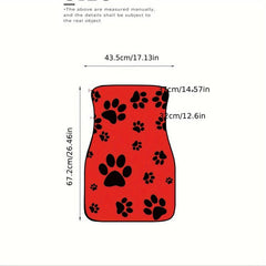 Red Big Dog Paw Printed Car Front Seat Floor Mat