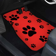 Red Big Dog Paw Printed Car Front Seat Floor Mat