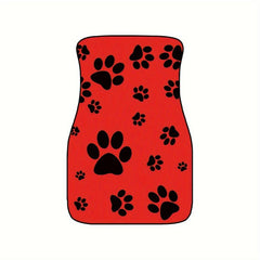 Red Big Dog Paw Printed Car Front Seat Floor Mat