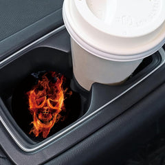 2pcs Flame Skull Print Car Cup Holder Coasters Car Accessories