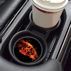 2pcs Flame Skull Print Car Cup Holder Coasters Car Accessories