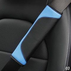 Carbon Fiber Faux Leather Seat Belt Pad Holder