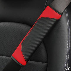 Carbon Fiber Faux Leather Seat Belt Pad Holder