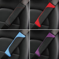 Carbon Fiber Faux Leather Seat Belt Pad Holder