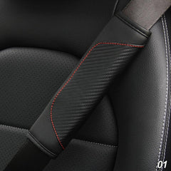Carbon Fiber Faux Leather Seat Belt Pad Holder