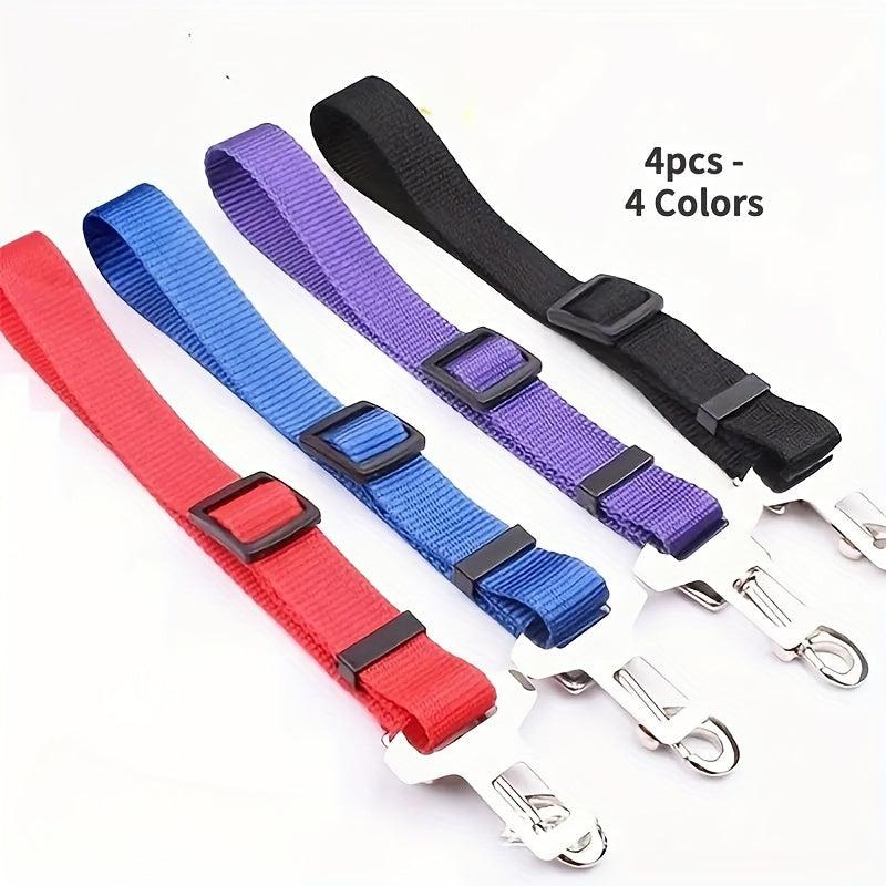 4pcs Car Mounted Pet Traction Rope & Safety Belt