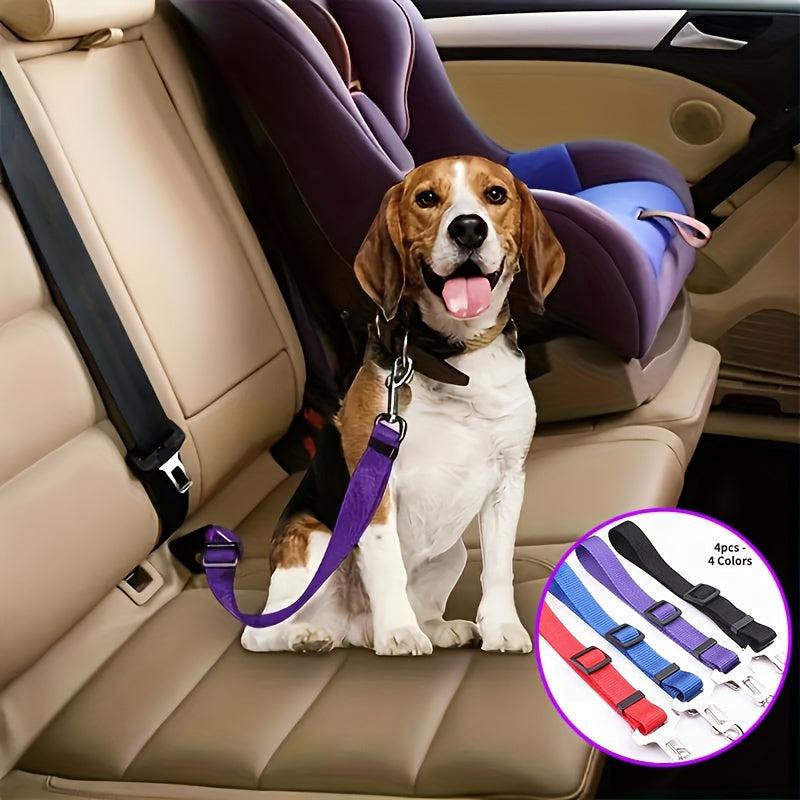 4pcs Car Mounted Pet Traction Rope & Safety Belt
