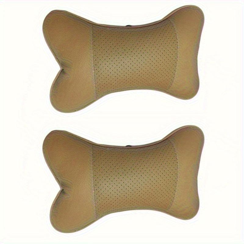 2pcs Car Microfiber Faux Leather Neck Pillow