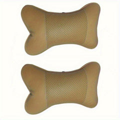2pcs Car Microfiber Faux Leather Neck Pillow