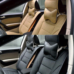 2pcs Car Microfiber Faux Leather Neck Pillow