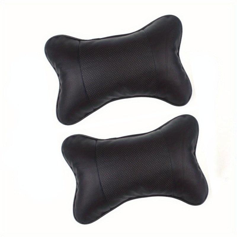 2pcs Car Microfiber Faux Leather Neck Pillow