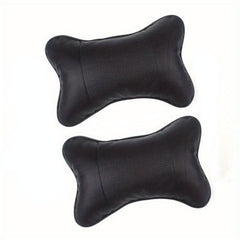 2pcs Car Microfiber Faux Leather Neck Pillow