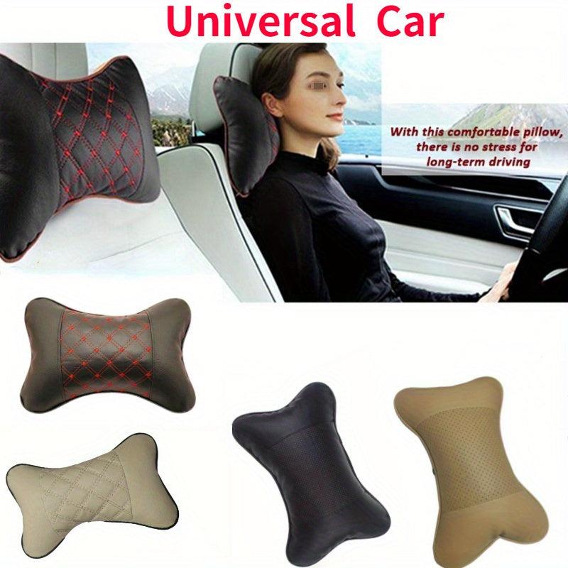 2pcs Car Microfiber Faux Leather Neck Pillow