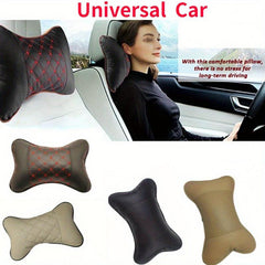 2pcs Car Microfiber Faux Leather Neck Pillow