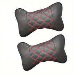 2pcs Car Microfiber Faux Leather Neck Pillow