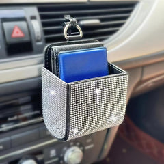 Car Air Vent Phone Holder Pouch Bling Organizer Bag Box