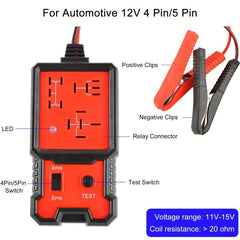 12V 4/5 Pin Automotive Relay Tester with Clips