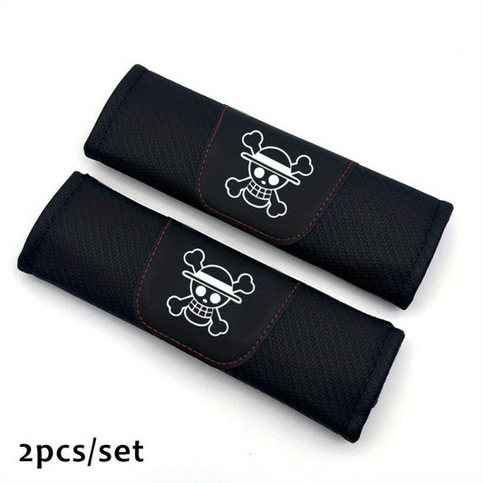 2pcs Anime Flag Seat Belt Pad Shoulder Strap Cover Car Accessories