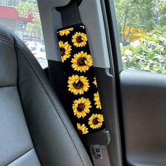 Sunflower Print Car Seat Belt Cover Soft Shoulder Pad Safety Protector