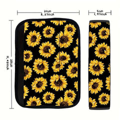 Sunflower Print Car Seat Belt Cover Soft Shoulder Pad Safety Protector