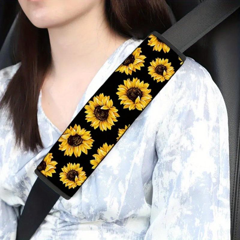 Sunflower Print Car Seat Belt Cover Soft Shoulder Pad Safety Protector