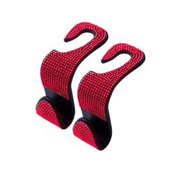 2 Bling Rhinestone Car Headrest Hooks Car Bag Holder