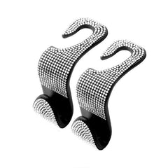 2 Bling Rhinestone Car Headrest Hooks Car Bag Holder