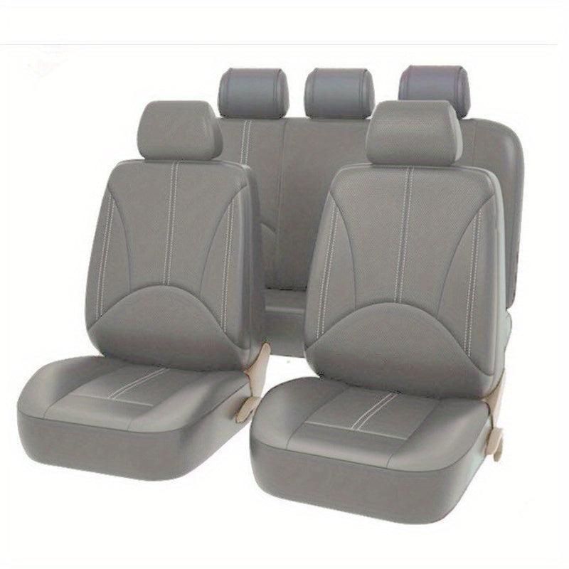 5 Seats PVC Quilted Leather Car Seat Covers Breathable Faux Leather