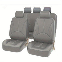 5 Seats PVC Quilted Leather Car Seat Covers Breathable Faux Leather