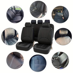 5 Seats PVC Quilted Leather Car Seat Covers Breathable Faux Leather