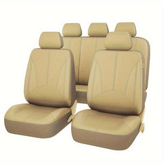 5 Seats PVC Quilted Leather Car Seat Covers Breathable Faux Leather