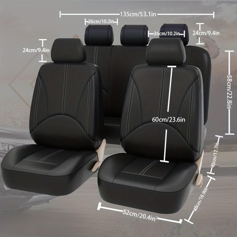 5 Seats PVC Quilted Leather Car Seat Covers Breathable Faux Leather