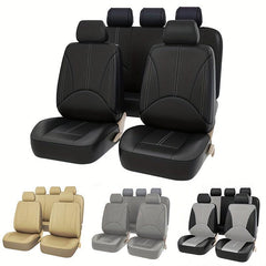 5 Seats PVC Quilted Leather Car Seat Covers Breathable Faux Leather