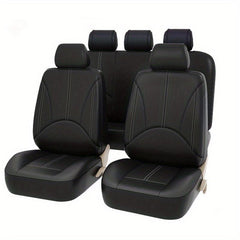 5 Seats PVC Quilted Leather Car Seat Covers Breathable Faux Leather