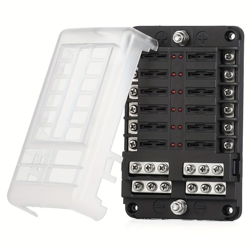 Universal 12-Way Car Fuse Box with LED Indicator