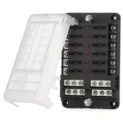 Universal 12-Way Car Fuse Box with LED Indicator