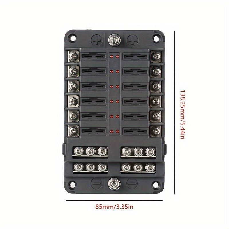 Universal 12-Way Car Fuse Box with LED Indicator