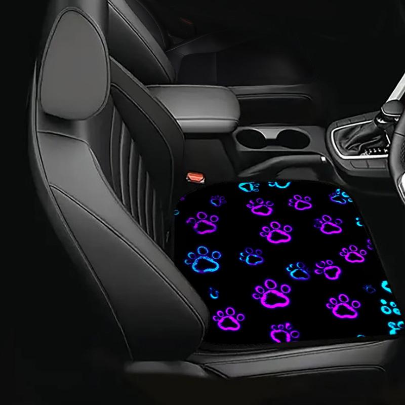 Fluorescent Dog Paw Print Car Seat Cushion - Breathable & Stain Resistant