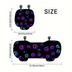 Fluorescent Dog Paw Print Car Seat Cushion - Breathable & Stain Resistant