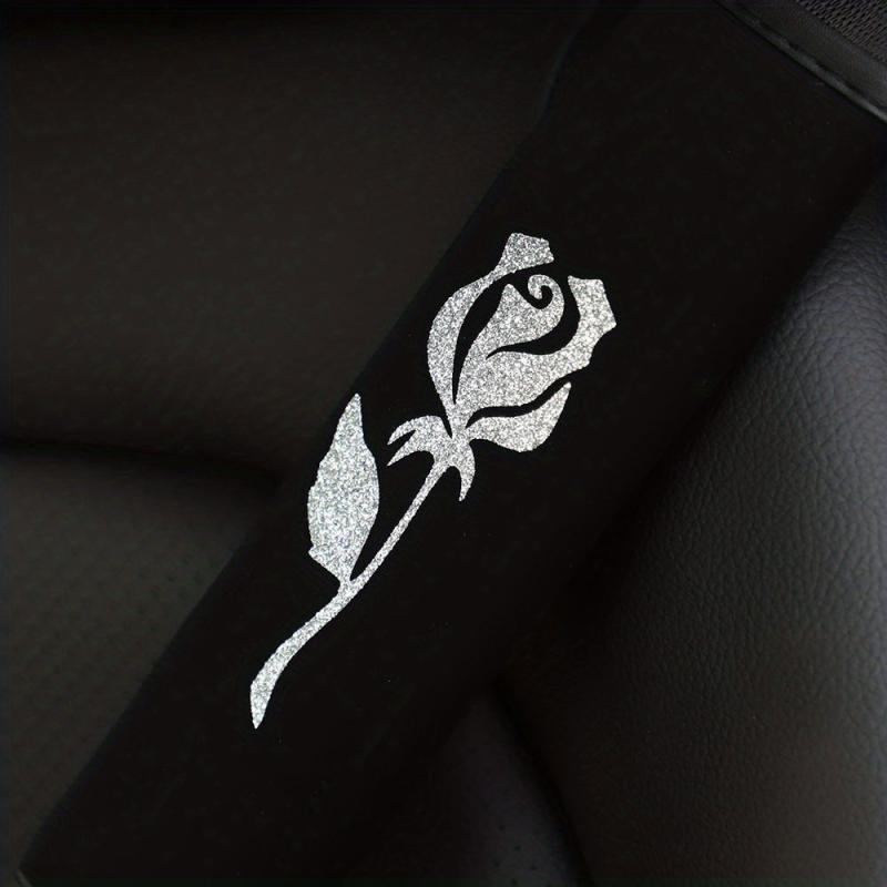 Car Seat Belt Shoulders Red Silver Flowers Print Anti slip Protector