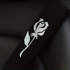 Car Seat Belt Shoulders Red Silver Flowers Print Anti slip Protector