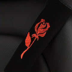 Car Seat Belt Shoulders Red Silver Flowers Print Anti slip Protector