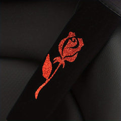 Car Seat Belt Shoulders Red Silver Flowers Print Anti slip Protector